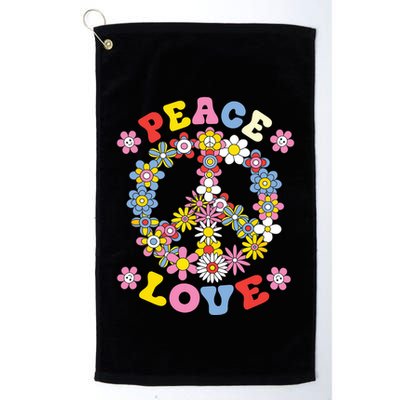 Peace Sign Love 60s 70s Hippie Costume Flowers Golf Towel