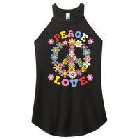 Peace Sign Love 60s 70s Hippie Costume Flowers Women's Perfect Tri Rocker Tank