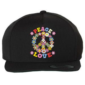 Peace Sign Love 60s 70s Hippie Costume Flowers Wool Snapback Cap