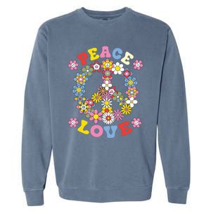 Peace Sign Love 60s 70s Hippie Costume Flowers Garment-Dyed Sweatshirt