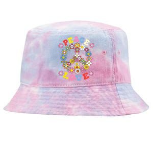 Peace Sign Love 60s 70s Hippie Costume Flowers Tie-Dyed Bucket Hat