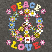 Peace Sign Love 60s 70s Hippie Costume Flowers Cotton Canvas Backpack