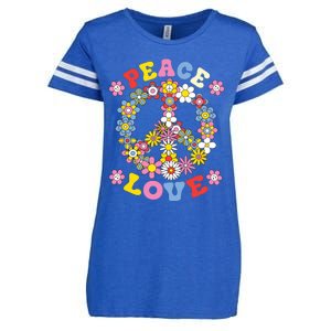 Peace Sign Love 60s 70s Hippie Costume Flowers Enza Ladies Jersey Football T-Shirt