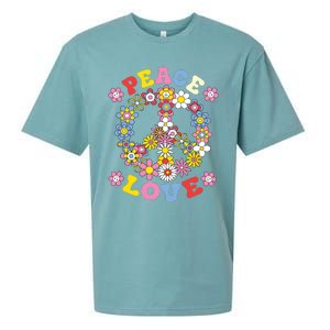 Peace Sign Love 60s 70s Hippie Costume Flowers Sueded Cloud Jersey T-Shirt