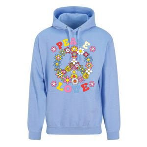 Peace Sign Love 60s 70s Hippie Costume Flowers Unisex Surf Hoodie