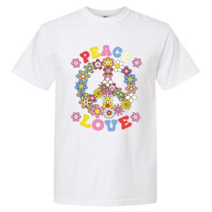 Peace Sign Love 60s 70s Hippie Costume Flowers Garment-Dyed Heavyweight T-Shirt