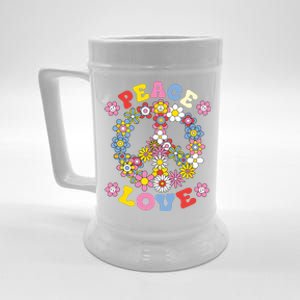 Peace Sign Love 60s 70s Hippie Costume Flowers Beer Stein