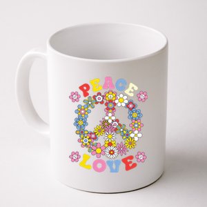 Peace Sign Love 60s 70s Hippie Costume Flowers Coffee Mug