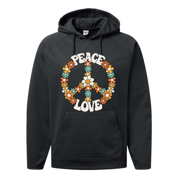 Peace Sign Love 60s 70s Costume Groovy Hippie Theme Party Performance Fleece Hoodie