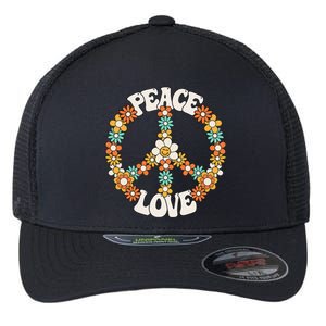 Peace Sign Love 60s 70s Costume Groovy Hippie Theme Party Flexfit Unipanel Trucker Cap