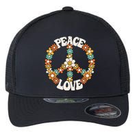 Peace Sign Love 60s 70s Costume Groovy Hippie Theme Party Flexfit Unipanel Trucker Cap