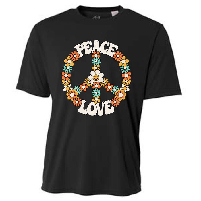 Peace Sign Love 60s 70s Costume Groovy Hippie Theme Party Cooling Performance Crew T-Shirt