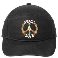 Peace Sign Love 60s 70s Costume Groovy Hippie Theme Party 7-Panel Snapback Hat