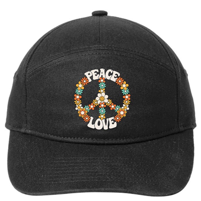 Peace Sign Love 60s 70s Costume Groovy Hippie Theme Party 7-Panel Snapback Hat