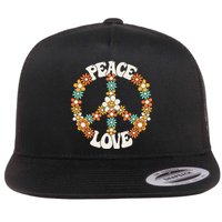 Peace Sign Love 60s 70s Costume Groovy Hippie Theme Party Flat Bill Trucker Hat