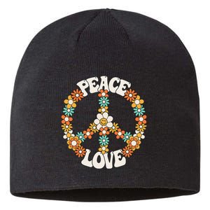 Peace Sign Love 60s 70s Costume Groovy Hippie Theme Party Sustainable Beanie