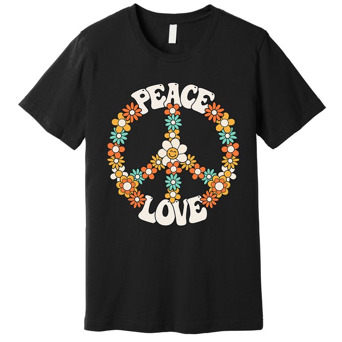 Peace Sign Love 60s 70s Costume Groovy Hippie Theme Party Premium T-Shirt