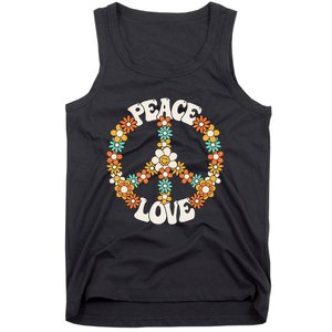 Peace Sign Love 60s 70s Costume Groovy Hippie Theme Party Tank Top