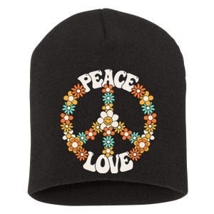 Peace Sign Love 60s 70s Costume Groovy Hippie Theme Party Short Acrylic Beanie