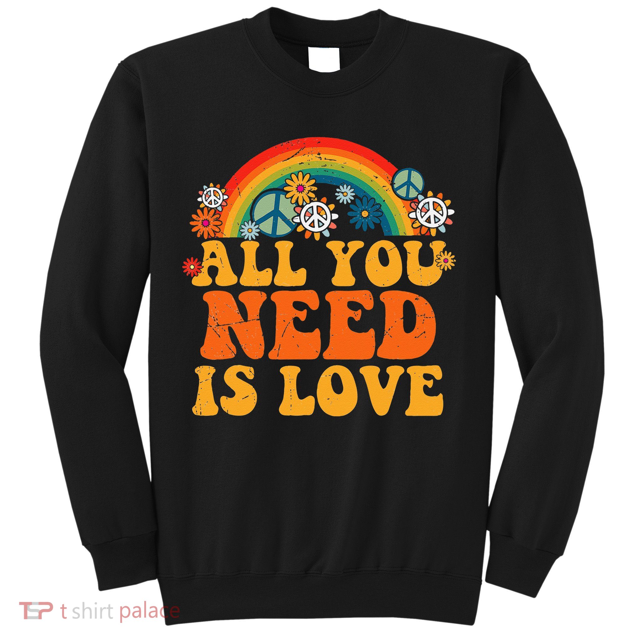 PEACE SIGN LOVE 60s 70s Tie Dye Hippie Costume Halloween Sweatshirt