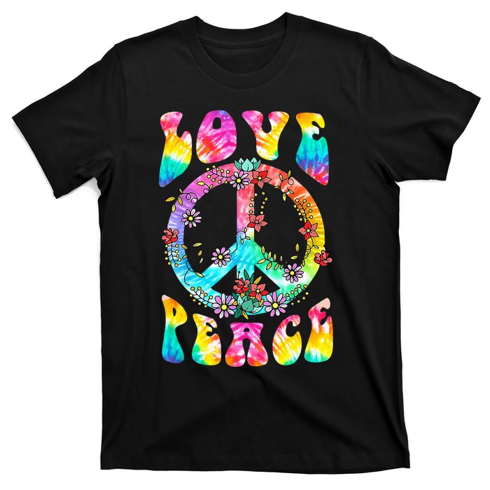 PEACE SIGN LOVE 60s 70s Tie Dye Hippie Costume T-Shirt