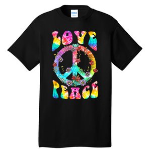 PEACE SIGN LOVE 60s 70s Tie Dye Hippie Costume Tall T-Shirt