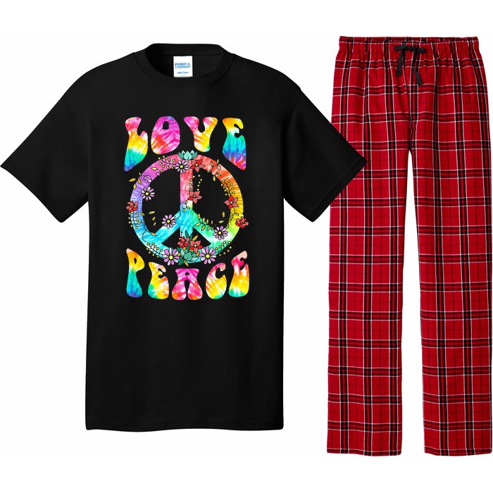 PEACE SIGN LOVE 60s 70s Tie Dye Hippie Costume Pajama Set