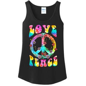 PEACE SIGN LOVE 60s 70s Tie Dye Hippie Costume Ladies Essential Tank