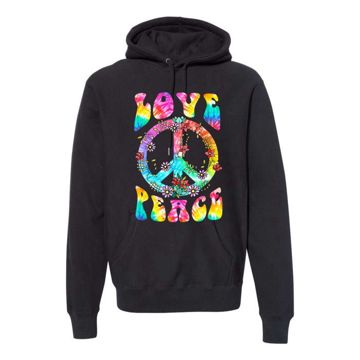 PEACE SIGN LOVE 60s 70s Tie Dye Hippie Costume Premium Hoodie