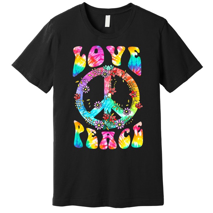 PEACE SIGN LOVE 60s 70s Tie Dye Hippie Costume Premium T-Shirt