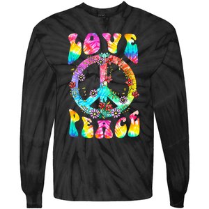 PEACE SIGN LOVE 60s 70s Tie Dye Hippie Costume Tie-Dye Long Sleeve Shirt