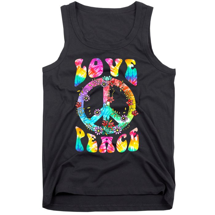 PEACE SIGN LOVE 60s 70s Tie Dye Hippie Costume Tank Top