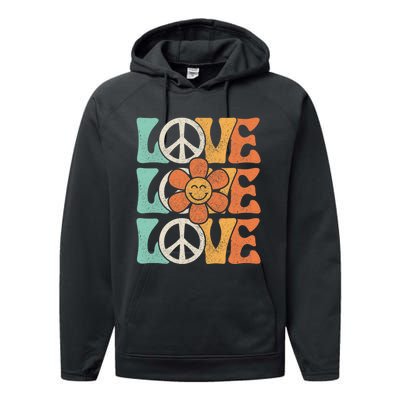 Peace Sign Love 60s 70s Costume 70 Theme Party Groovy Hippie Performance Fleece Hoodie