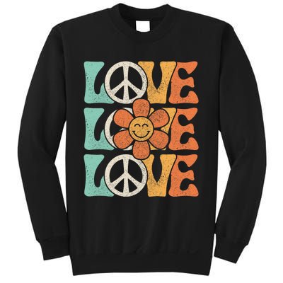 Peace Sign Love 60s 70s Costume 70 Theme Party Groovy Hippie Sweatshirt