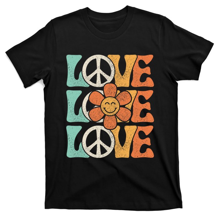 Peace Sign Love 60s 70s Costume 70 Theme Party Groovy Hippie T-Shirt