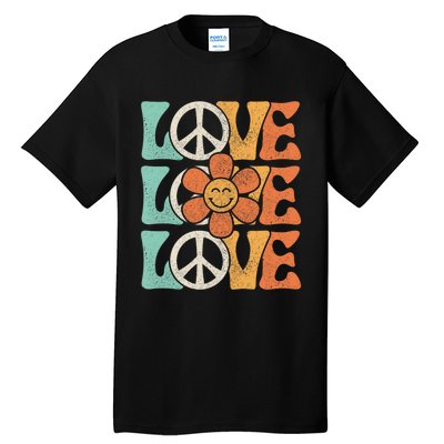 Peace Sign Love 60s 70s Costume 70 Theme Party Groovy Hippie Tall T-Shirt