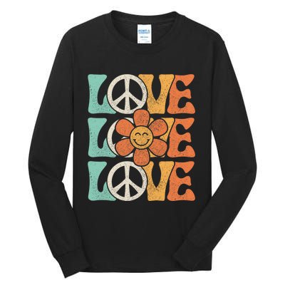 Peace Sign Love 60s 70s Costume 70 Theme Party Groovy Hippie Tall Long Sleeve T-Shirt