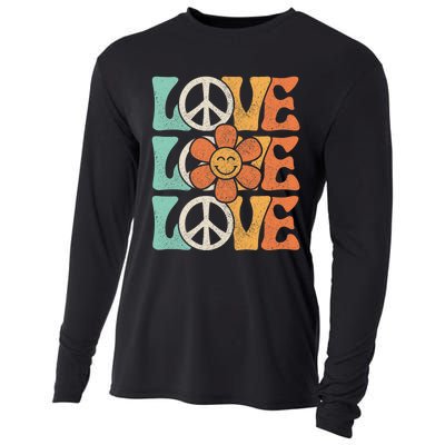 Peace Sign Love 60s 70s Costume 70 Theme Party Groovy Hippie Cooling Performance Long Sleeve Crew