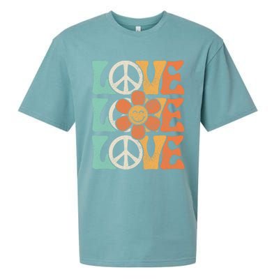 Peace Sign Love 60s 70s Costume 70 Theme Party Groovy Hippie Sueded Cloud Jersey T-Shirt