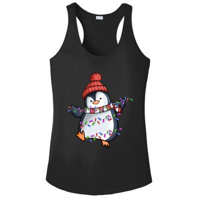 Penguin Santa Lights Christmas Pajamas Cute Penguins Xmas Funny Gift Ladies PosiCharge Competitor Racerback Tank