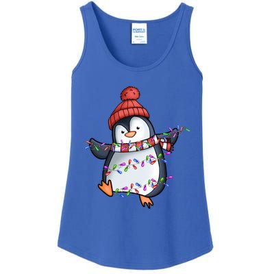 Penguin Santa Lights Christmas Pajamas Cute Penguins Xmas Funny Gift Ladies Essential Tank