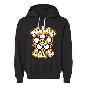 PEACE SIGN LOVE 60s 70s Tie Dye Hippie Costume Garment-Dyed Fleece Hoodie