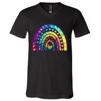 PEACE SIGN LOVE 60s 70s Tie Dye Hippie Costume V-Neck T-Shirt