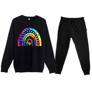 PEACE SIGN LOVE 60s 70s Tie Dye Hippie Costume Premium Crewneck Sweatsuit Set