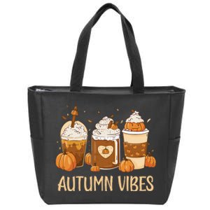 Pumpkin Spice Latte Fall Autumn Vibes Pumpkin Spice Coffee Zip Tote Bag