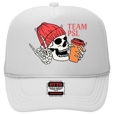 Pumpkin Spice Latte Lover Team Psl Halloween Costume Coffee High Crown Mesh Back Trucker Hat