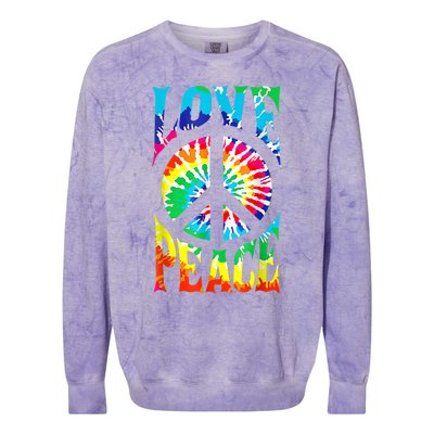 Peace Sign Love Shirt 60s 70s Tie Die Hippie Costume Colorblast Crewneck Sweatshirt