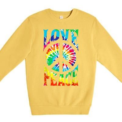 Peace Sign Love Shirt 60s 70s Tie Die Hippie Costume Premium Crewneck Sweatshirt