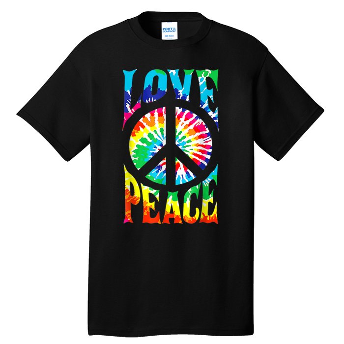 Peace Sign Love Shirt 60s 70s Tie Die Hippie Costume Tall T-Shirt