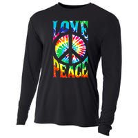 Peace Sign Love Shirt 60s 70s Tie Die Hippie Costume Cooling Performance Long Sleeve Crew